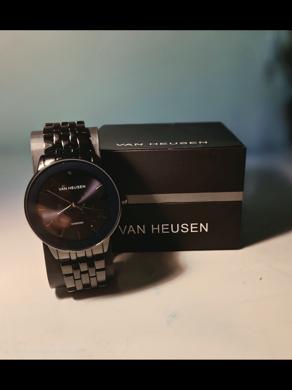 Van Heusen Men's Black Stainless Steel Dress Watch